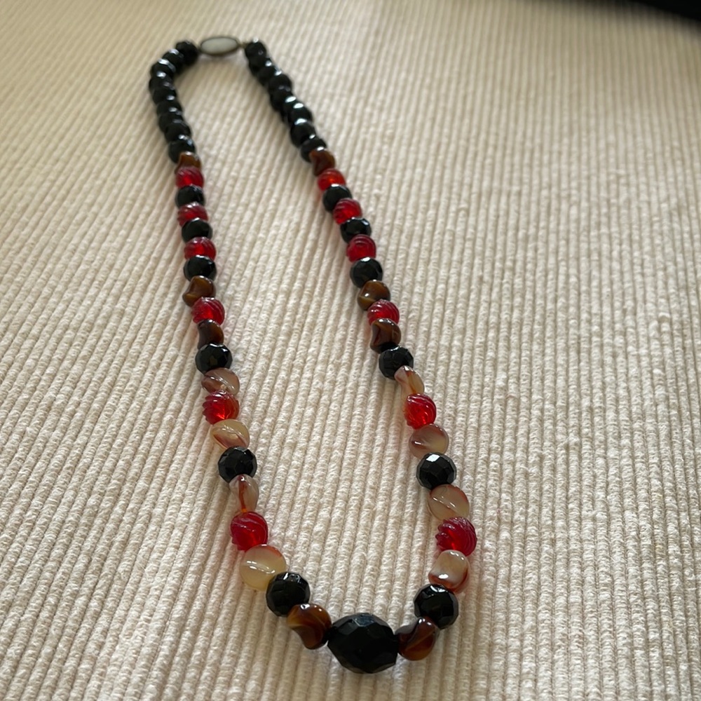 Vintage Czech glass beads necklace 17” long